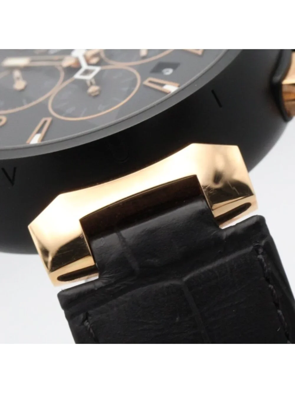 Louis Vuitton Watch Tambour Chrono Black Stainless Steel